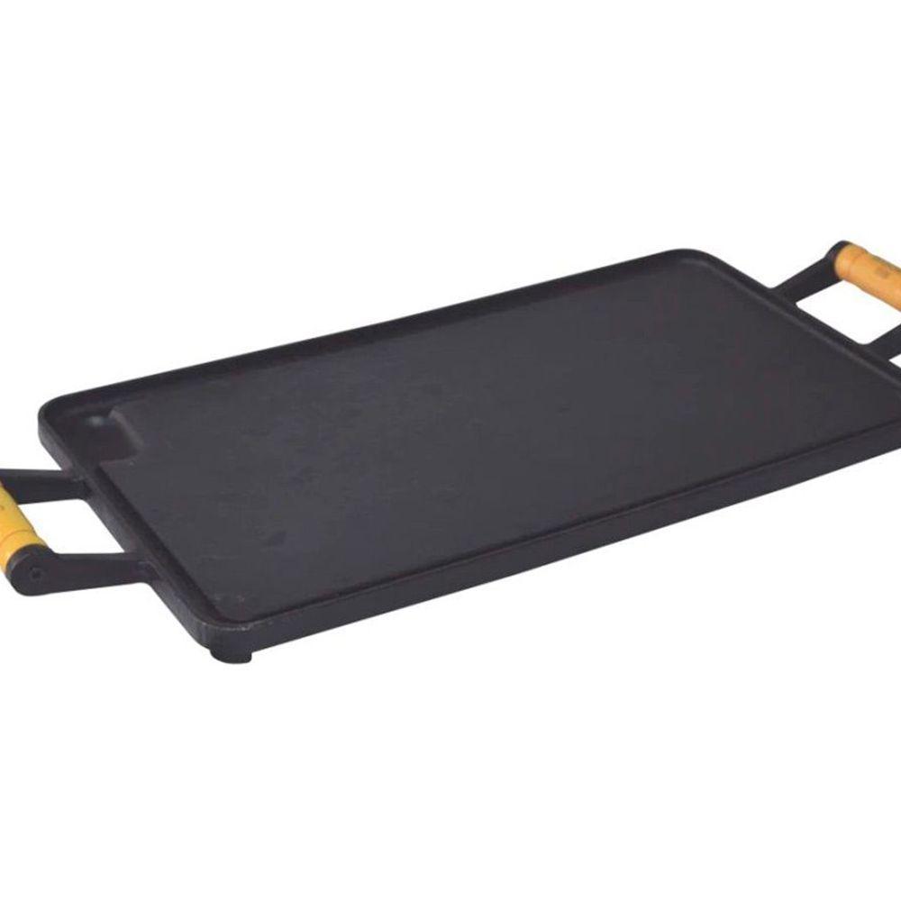 Chapa Ferro Fundido com Alças de Madeira 30x62cm - 1