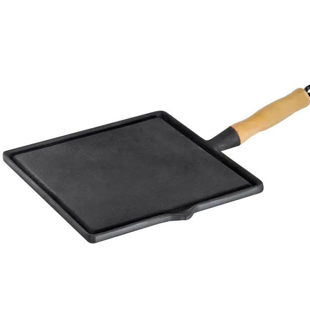 Bifeteira Chapa Quadrada Lisa Ferro Fundido 26x26Cm - 1