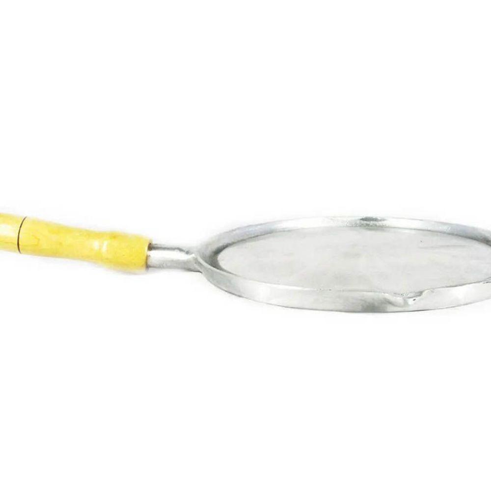 Chapa Bifeira Redonda Alumínio Fundido Polida Cabo Madeira - 1