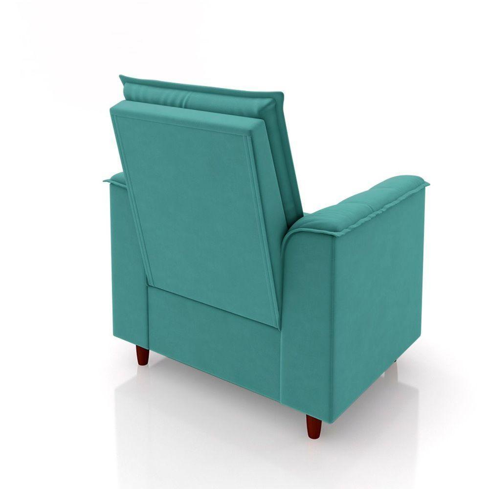 Poltrona Amamentação Confortável Com Puff Lia Suede azul Turquesa - 9