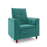 Poltrona Amamentação Confortável Com Puff Lia Suede azul Turquesa - 6