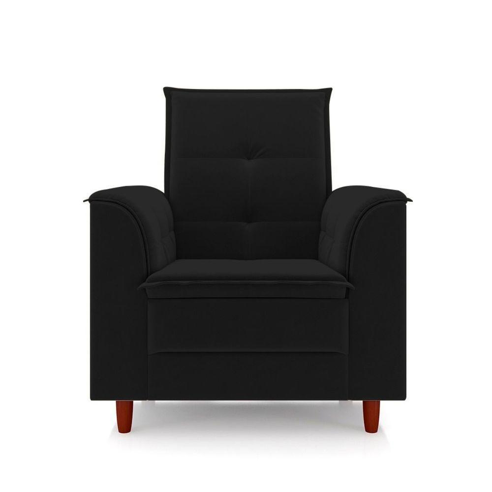 Poltrona Amamentação Confortável Com Puff Lia Suede preto - 5