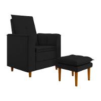 Poltrona Amamentação Confortável Com Puff Lia Suede preto - 1