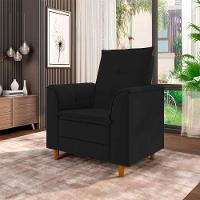 Poltrona Amamentação Confortável Com Puff Lia Suede preto - 2