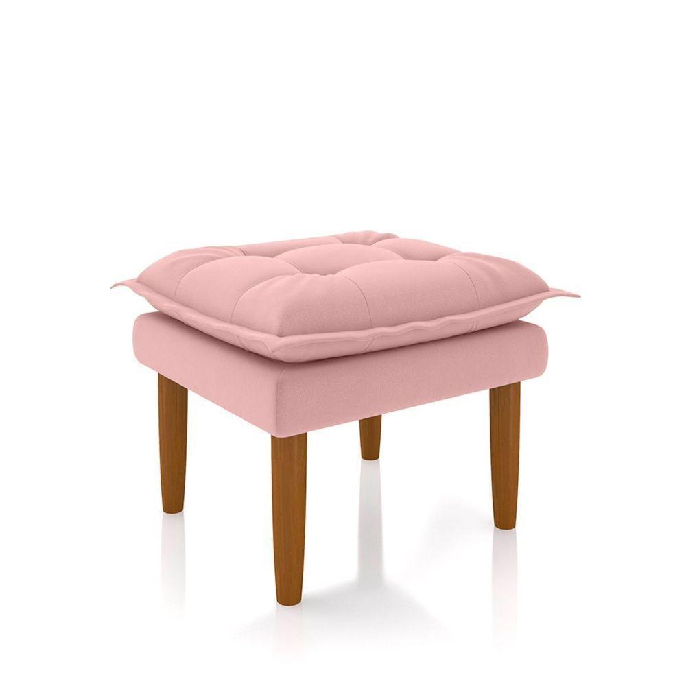 Poltrona Amamentação Confortável Com Puff Lia Suede rosa - 5