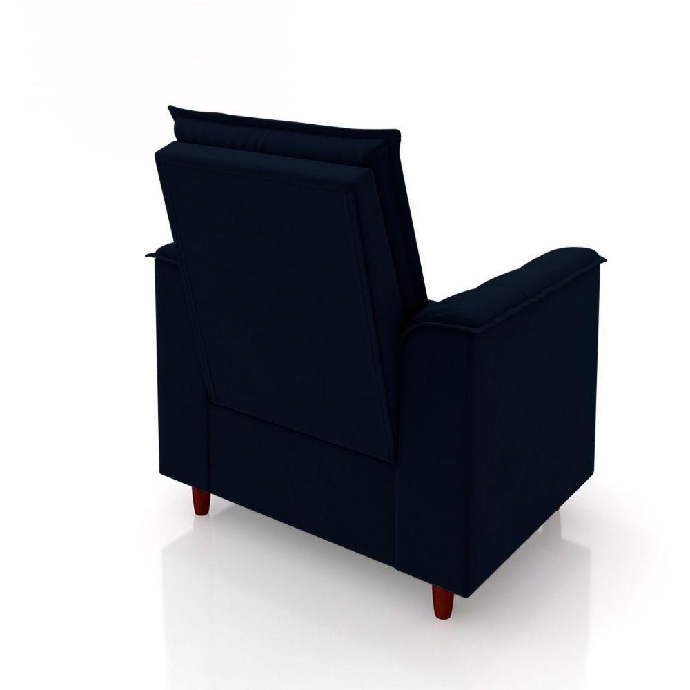 Poltrona Amamentação Confortável Com Puff Lia Suede azul Marinho - 4