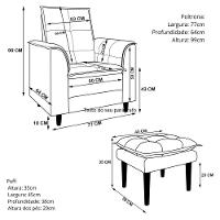 Kit Poltrona E Puff Amamentação Confortável Ternura Suede azul Marinho - 9