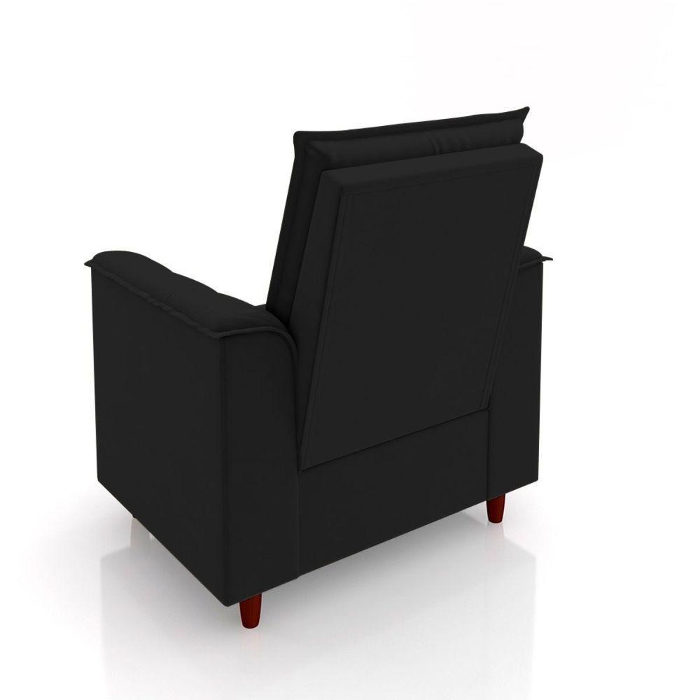 Poltrona Decorativa Amamentação Reforçada Puff Mavie Veludo preto - 5