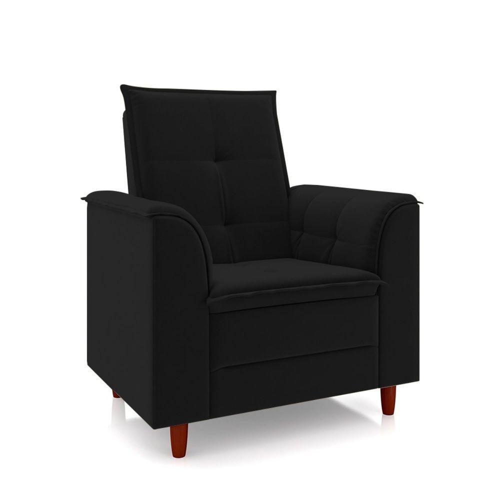 Poltrona Decorativa Amamentação Reforçada Puff Mavie Veludo preto - 6