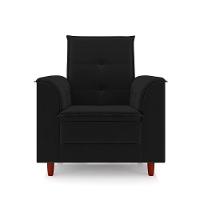 Poltrona Decorativa Amamentação Reforçada Puff Mavie Veludo preto