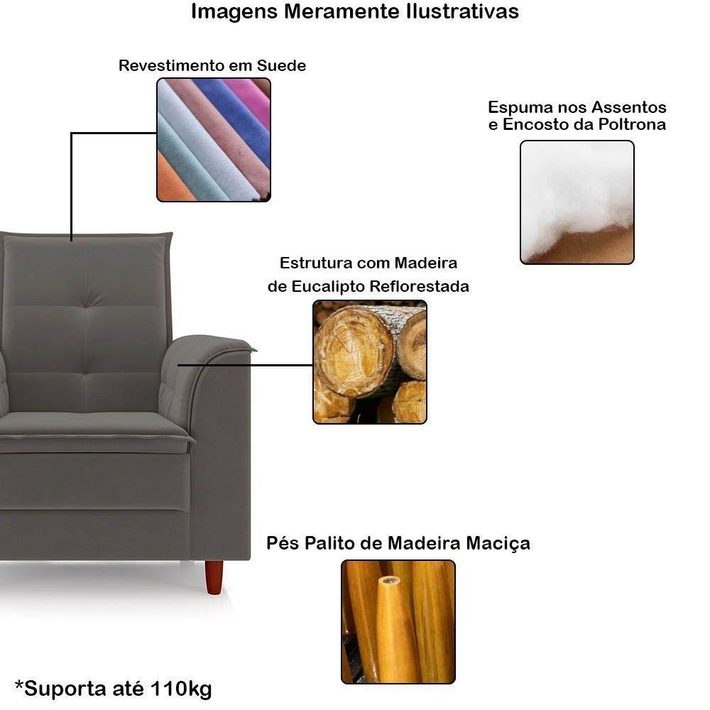 Poltrona Amamentação Confortável Com Puff Lia Suede cinza - 2