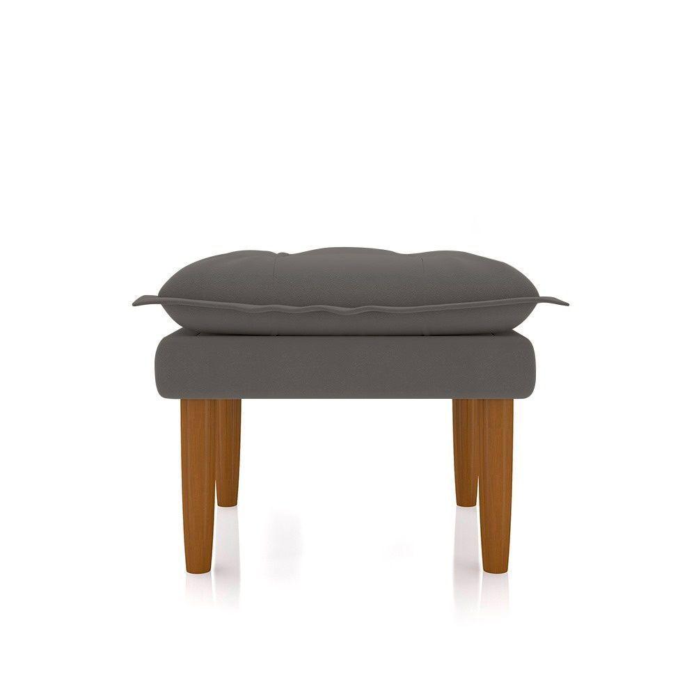 Poltrona Amamentação Confortável Com Puff Lia Suede cinza - 5