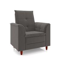 Poltrona Decorativa Amamentação Reforçada E Puff Mavie Suede cinza - 5