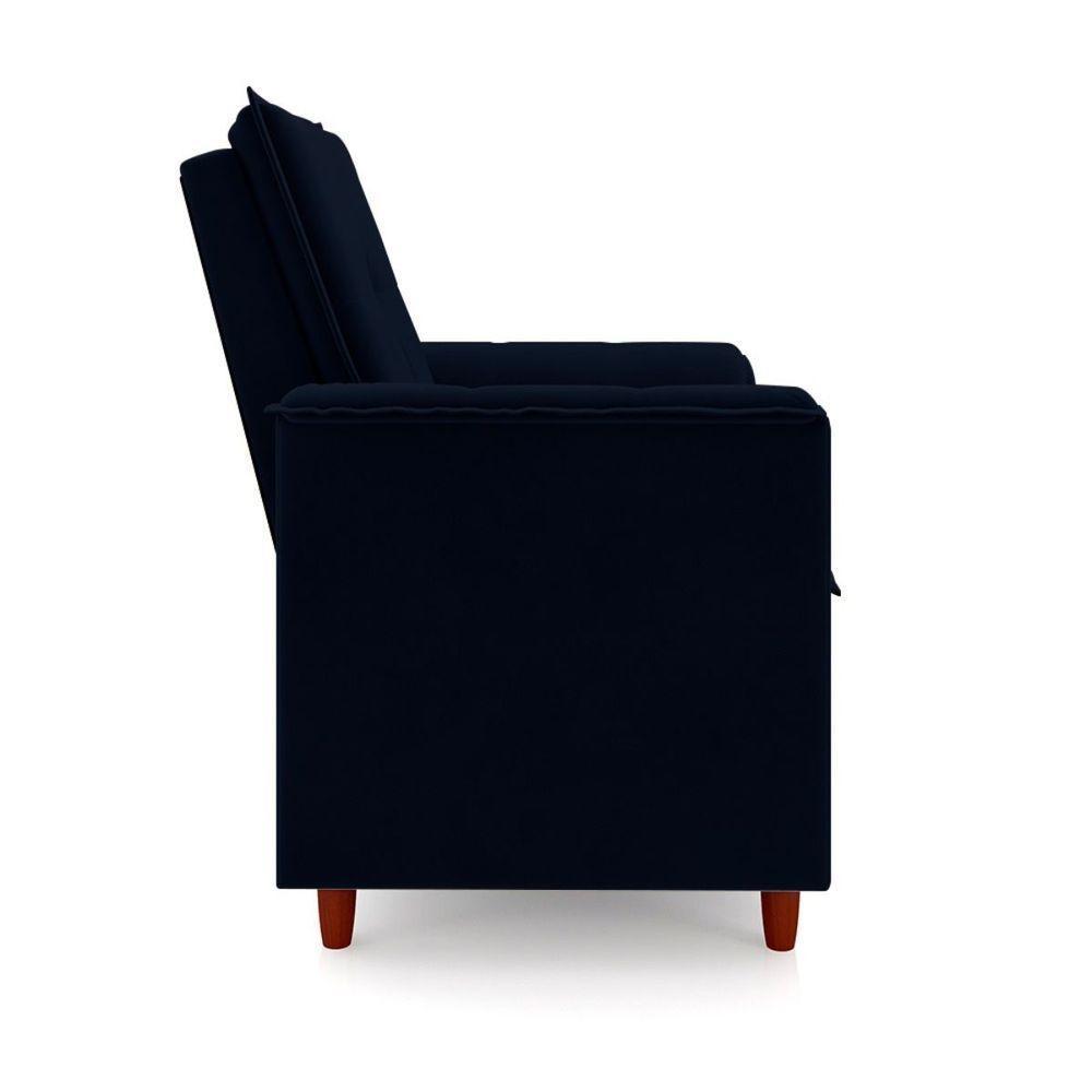 Poltrona Decorativa Amamentação Reforçada Puff Mavie Veludo azul Marinho - 5