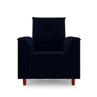 Poltrona Decorativa Amamentação Reforçada Puff Mavie Veludo azul Marinho