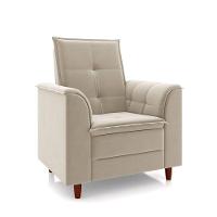 Poltrona Decorativa Amamentação Reforçada Puff Mavie Veludo bege - 10