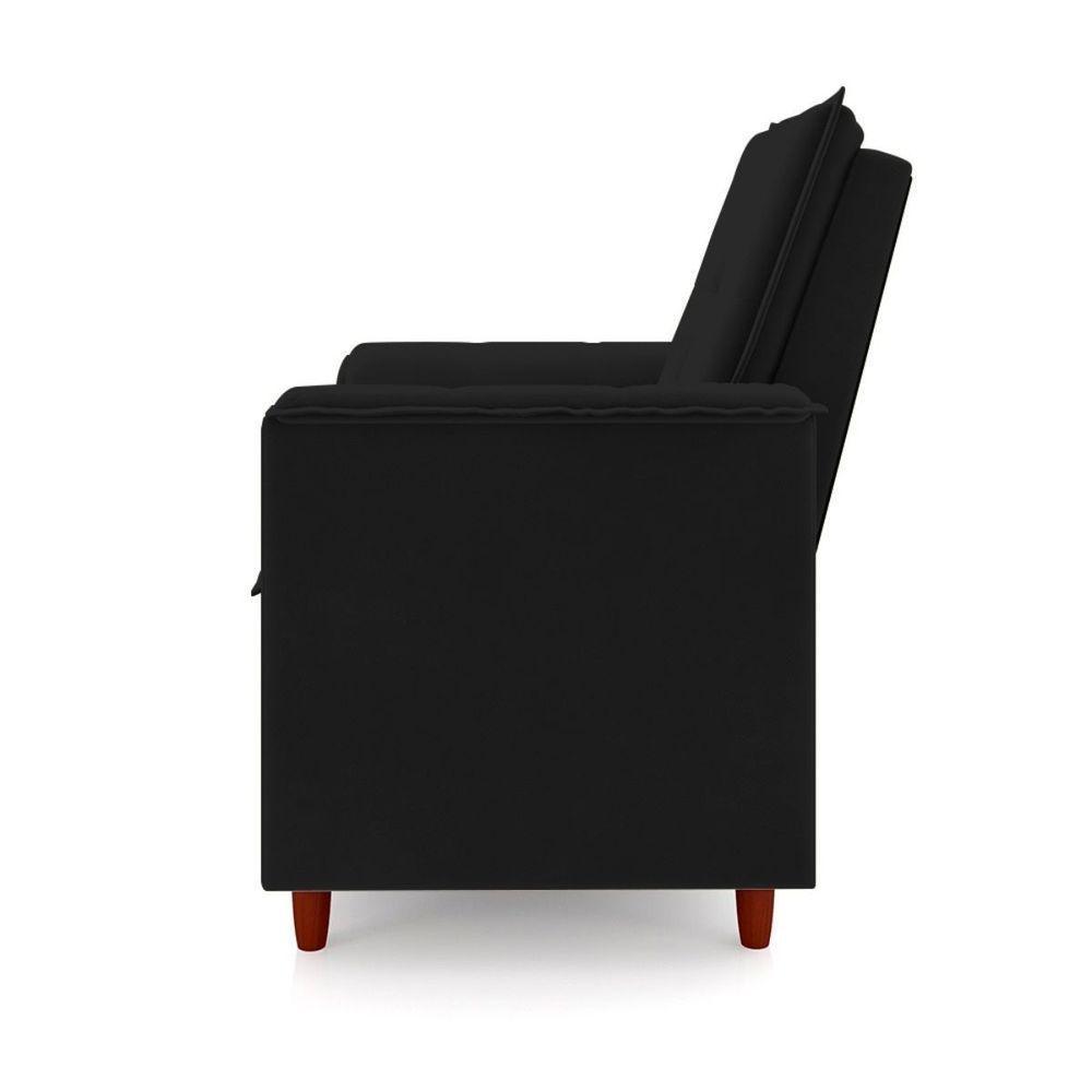 Poltrona Decorativa Amamentação Reforçada E Puff Mavie Suede preto - 5