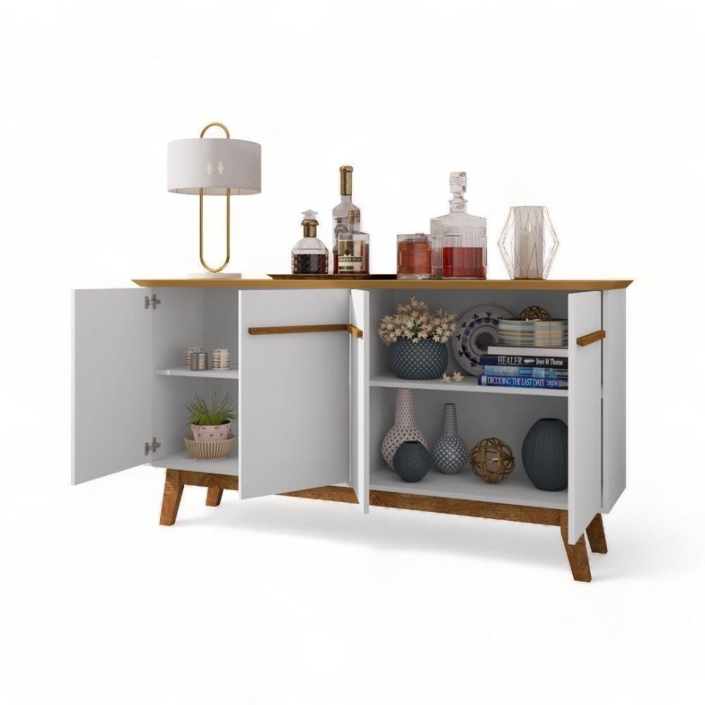 Aparador 04 Portas Opala Cinamomo E Branco Bechara - 2