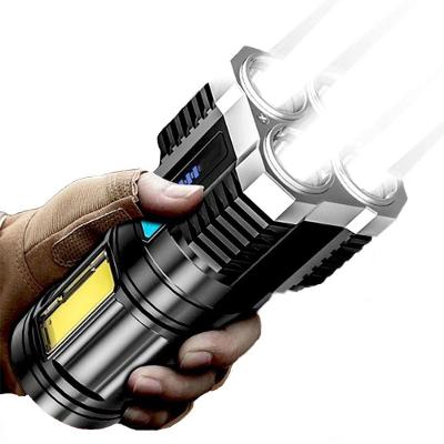 Lanterna Led À Prova De Água 4 Núcleos Potente Usb Recarregável