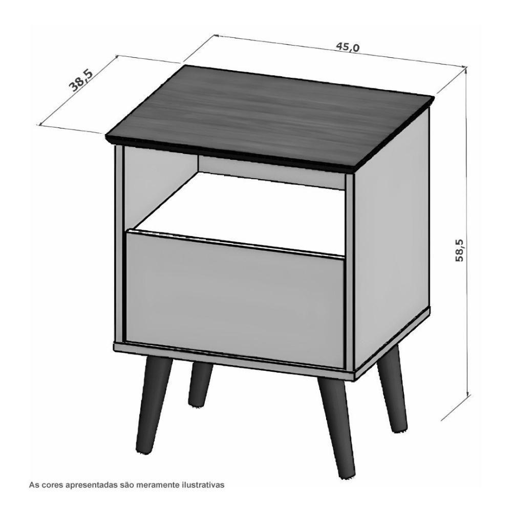 Mesa De Cabeceira Cancun Naturalle E Off White Bechara - 2