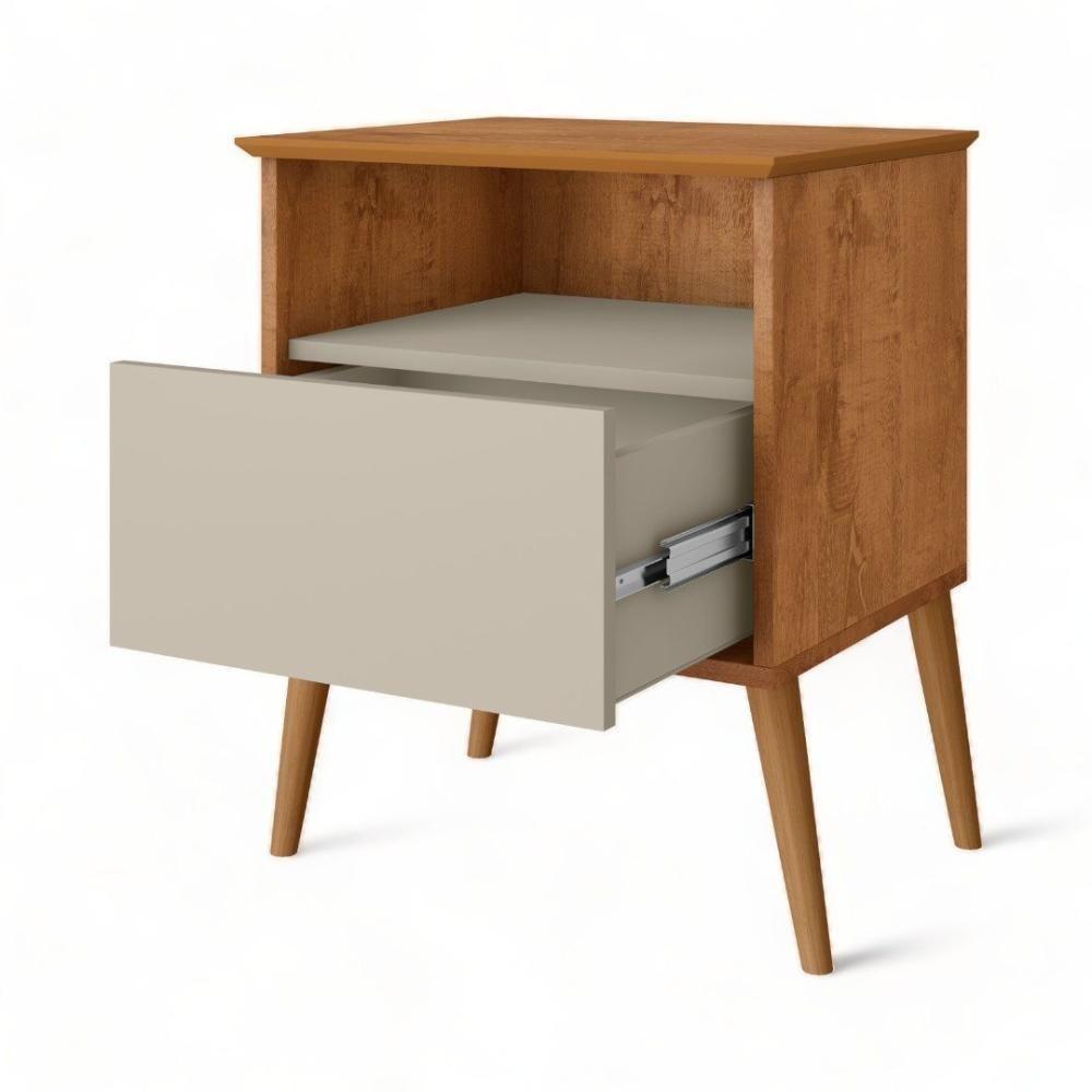 Mesa De Cabeceira Cancun Naturalle E Off White Bechara - 3