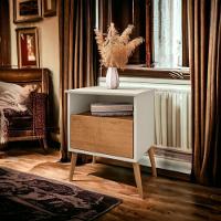 Mesa De Cabeceira Cancun Off White E Naturalle Bechara - 1