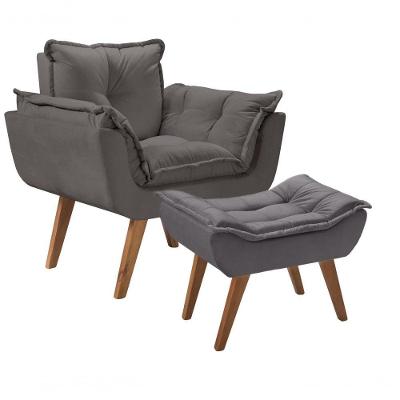 Kit Poltrona Opalla Com Puff Moveis D Salla Cinza.