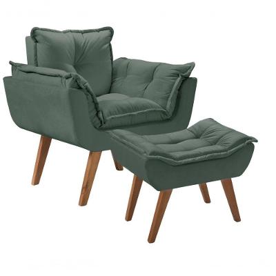 Kit Poltrona Com Puff Opalla Apoio Para Os Pés Suede Verde D Salla