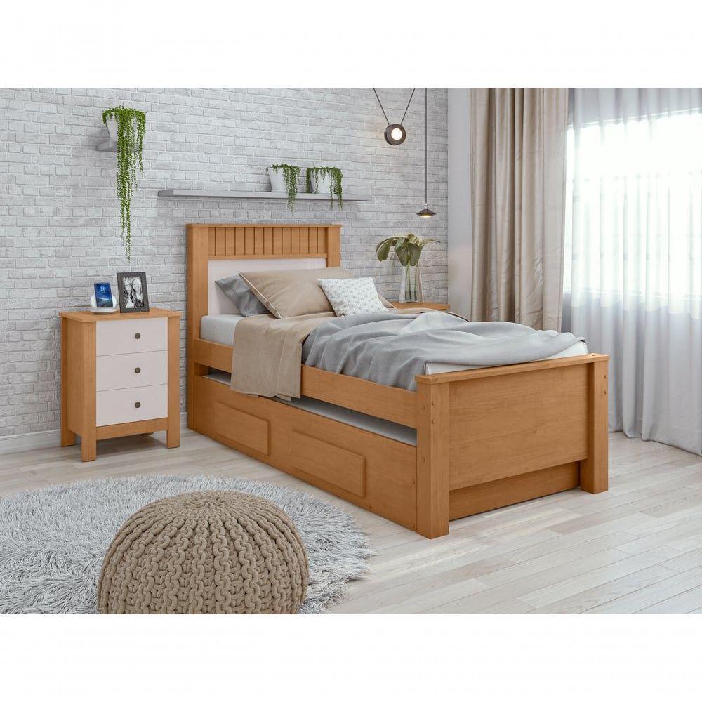 Cama Solteiro Bibox 2 Gavetas Athenas - Lopas Amendoa Clean/off White. - 8