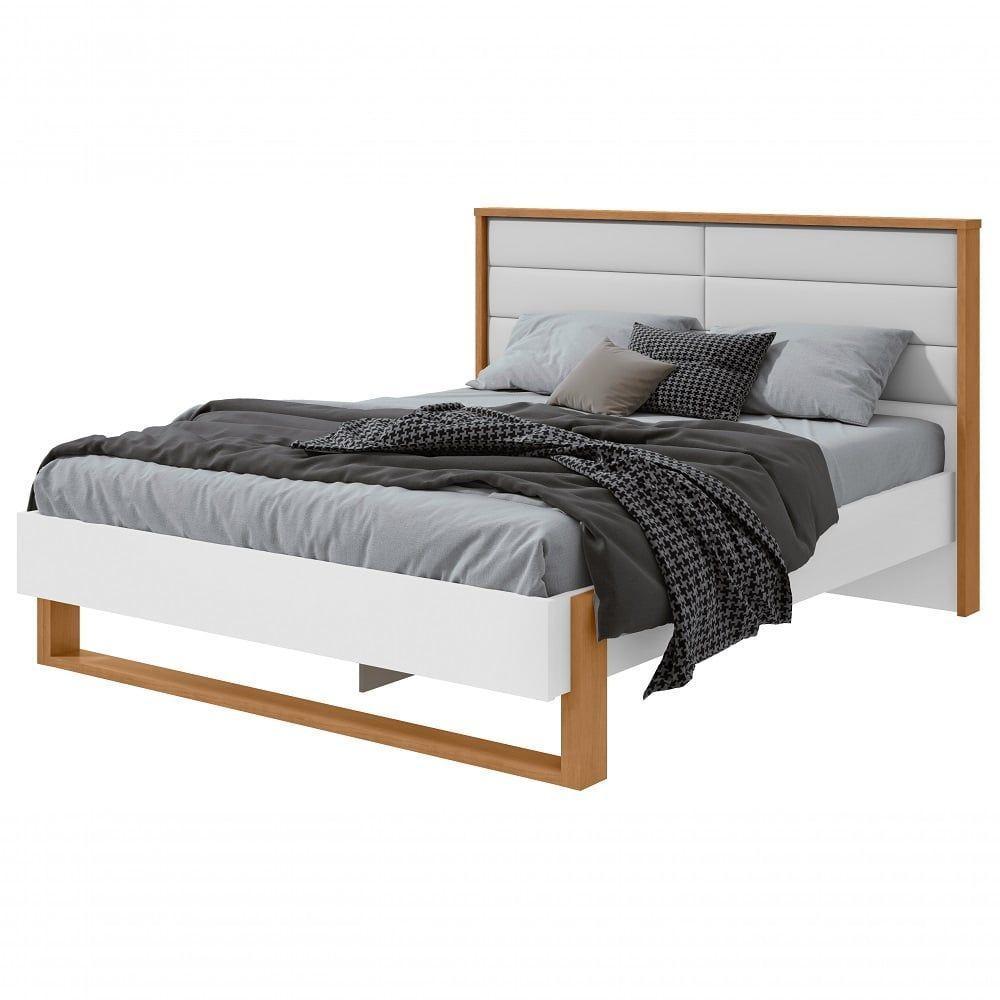 Cama Casal 160cm Com Led Freetown - Lopas Amendoa Clean/branco. - 1