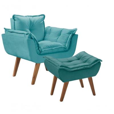 Kit Poltrona Opalla Com Puff Suede Turquesa D Salla