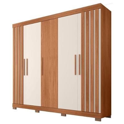 Guarda Roupa Casal Marta 5 Portas 2 Gavetas Freijo - Off White MDP Caemmun Móveis