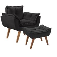 Kit Poltrona Opalla Com Puff Moveis D Salla Preto - 1
