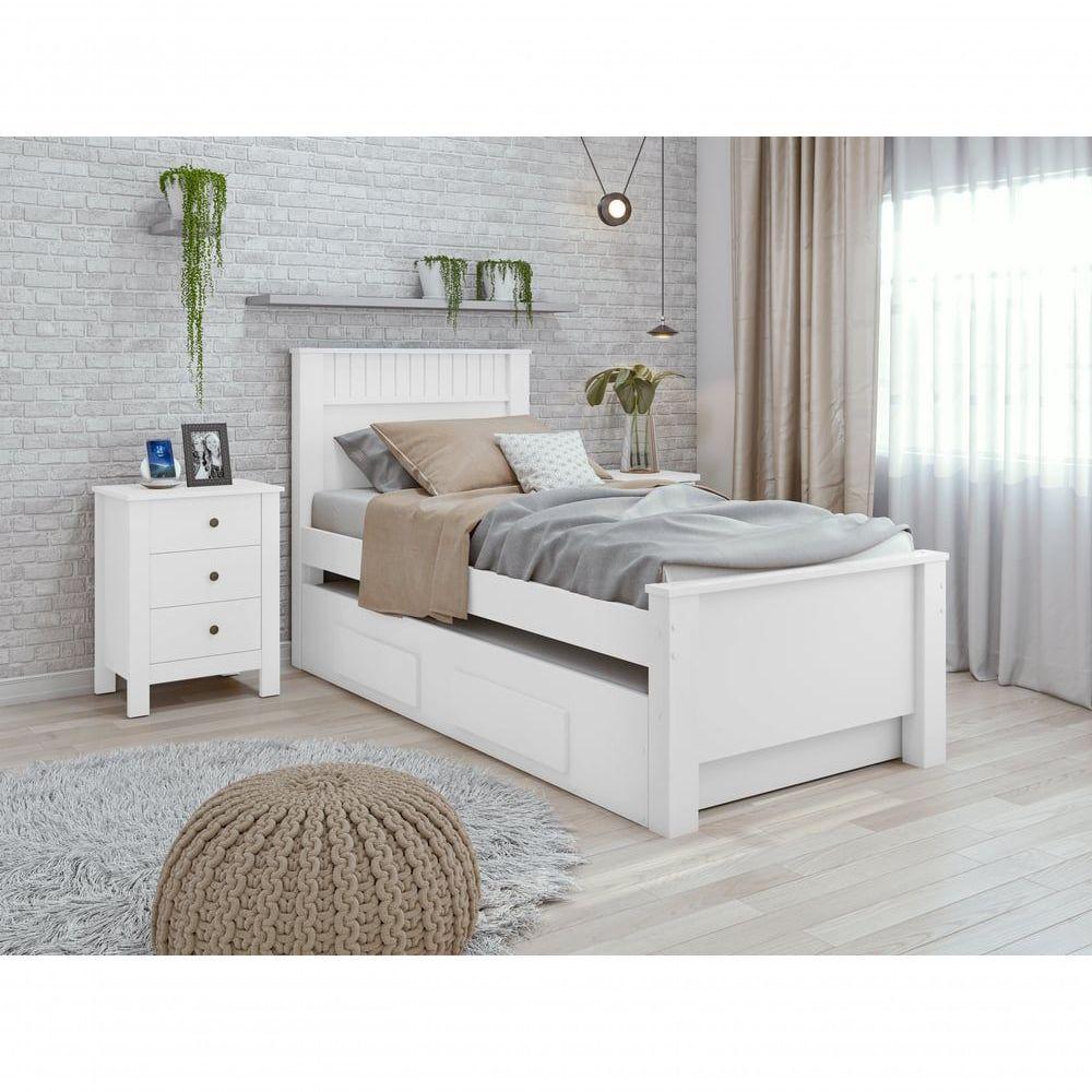 Cama Solteiro Bibox 2 Gavetas Athenas - Lopas Branco. - 8