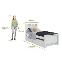 Cama Solteiro Bibox 2 Gavetas Athenas - Lopas Branco. - 2