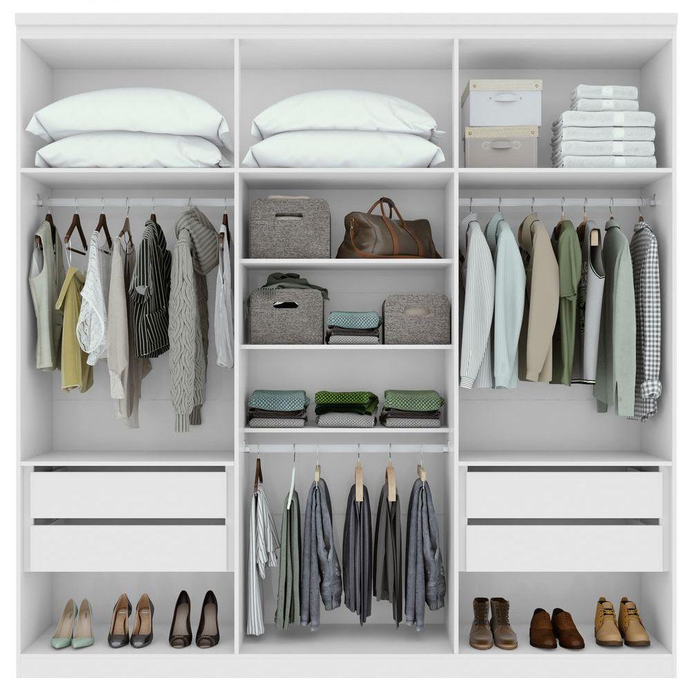 Guarda-roupas Casal Alonzo 6 Portas 4 Gavetas Sem Espelho 100% Mdf Com Pés - Lopas Branco - 6