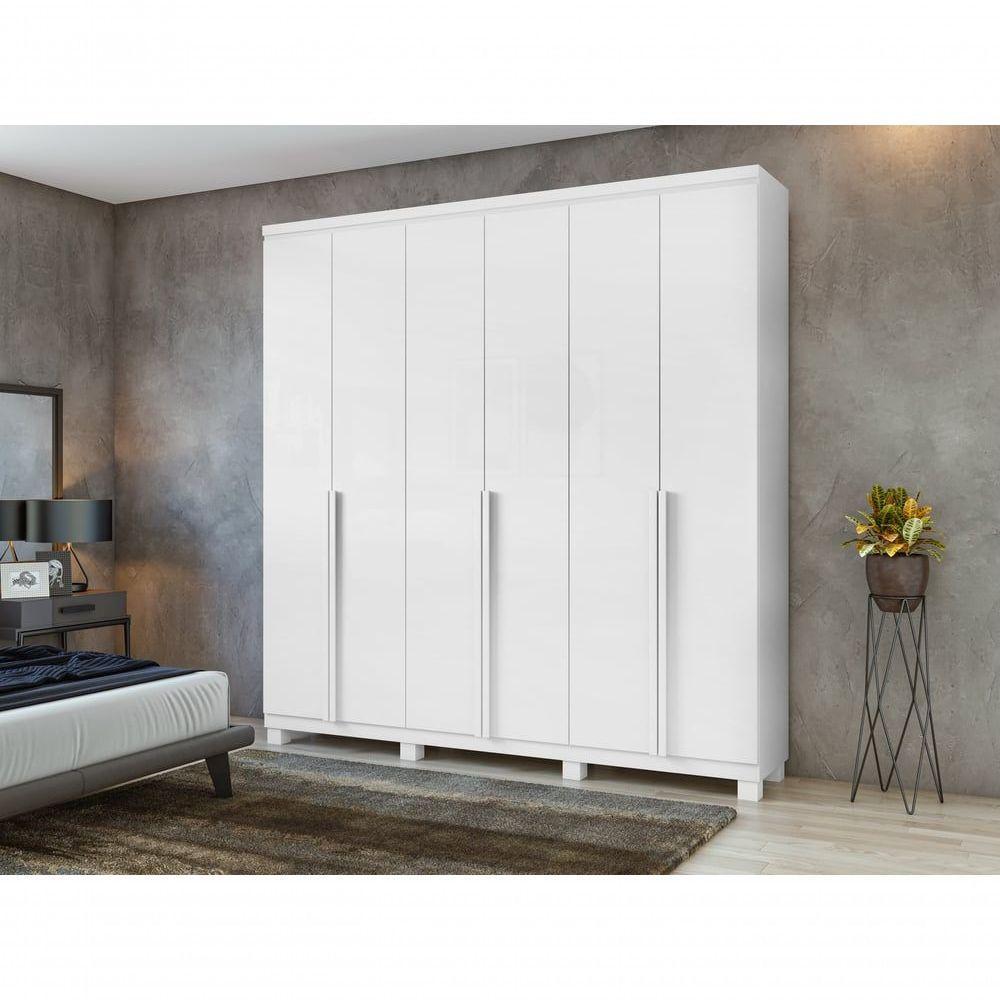 Guarda-roupas Casal Alonzo 6 Portas 4 Gavetas Sem Espelho 100% Mdf Com Pés - Lopas Branco - 7