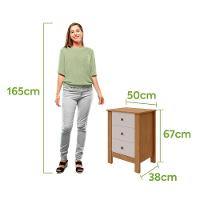 Mesa De Cabeceira 3 Gavetas Maggiore New - Lopas Amendoa Clean/off White. - 2