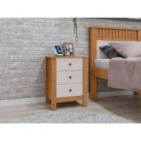 Mesa De Cabeceira 3 Gavetas Maggiore New - Lopas Amendoa Clean/off White. - 7