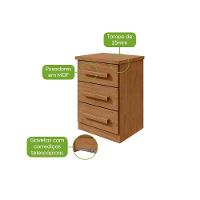 Mesa De Cabeceira 3 Gavetas Baiao - Lopas Amendoa Clean. - 6