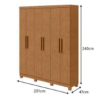 Guarda-roupas Casal 6 Portas 3 Gavetas Jazz Com Pés Sem Espelho - Lopas Amendoa Clean. - 2