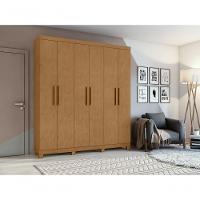 Guarda-roupas Casal 6 Portas 3 Gavetas Jazz Com Pés Sem Espelho - Lopas Amendoa Clean. - 7