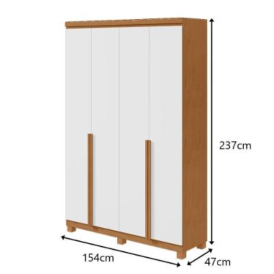 Guarda-roupas 4 Portas 2 Gavetas 100% Mdf Alonzo Sem Espelho E Com Pés - Lopas Amendoa Clean/branco