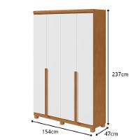 Guarda-roupas 4 Portas 2 Gavetas 100% Mdf Alonzo Sem Espelho E Com Pés - Lopas Amendoa Clean/branco - 2