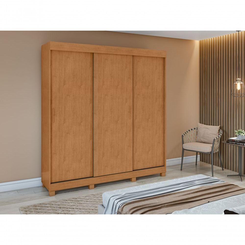 Guarda Roupa Saion 3 Portas Sem Espelho Com Pés - Lopas Amendoa Clean. - 1