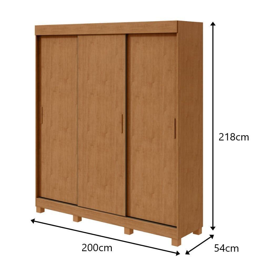 Guarda Roupa Saion 3 Portas Sem Espelho Com Pés - Lopas Amendoa Clean. - 2
