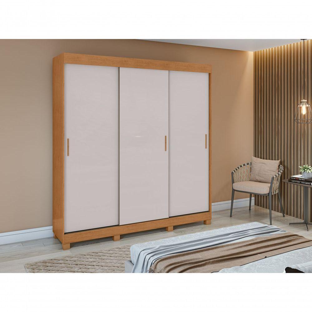Guarda Roupa Saion 3 Portas Sem Espelho Com Pés - Lopas Amendoa Clean/off White. - 7