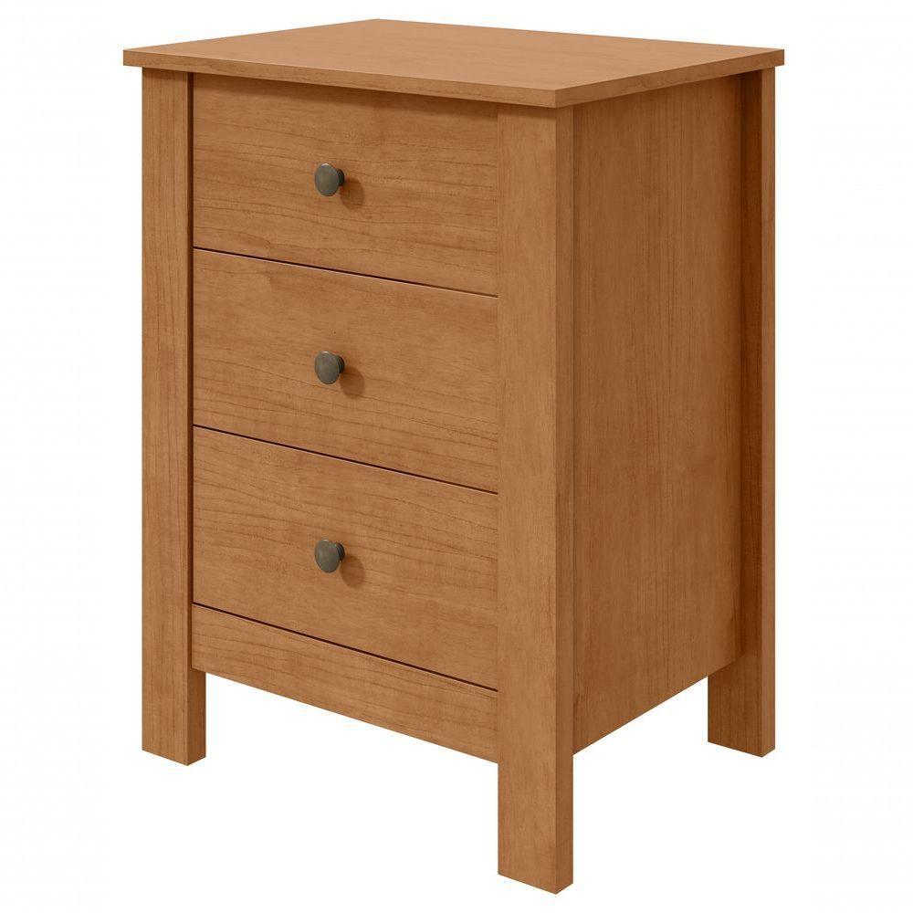 Mesa De Cabeceira 3 Gavetas Maggiore New - Lopas Amendoa Clean. - 1