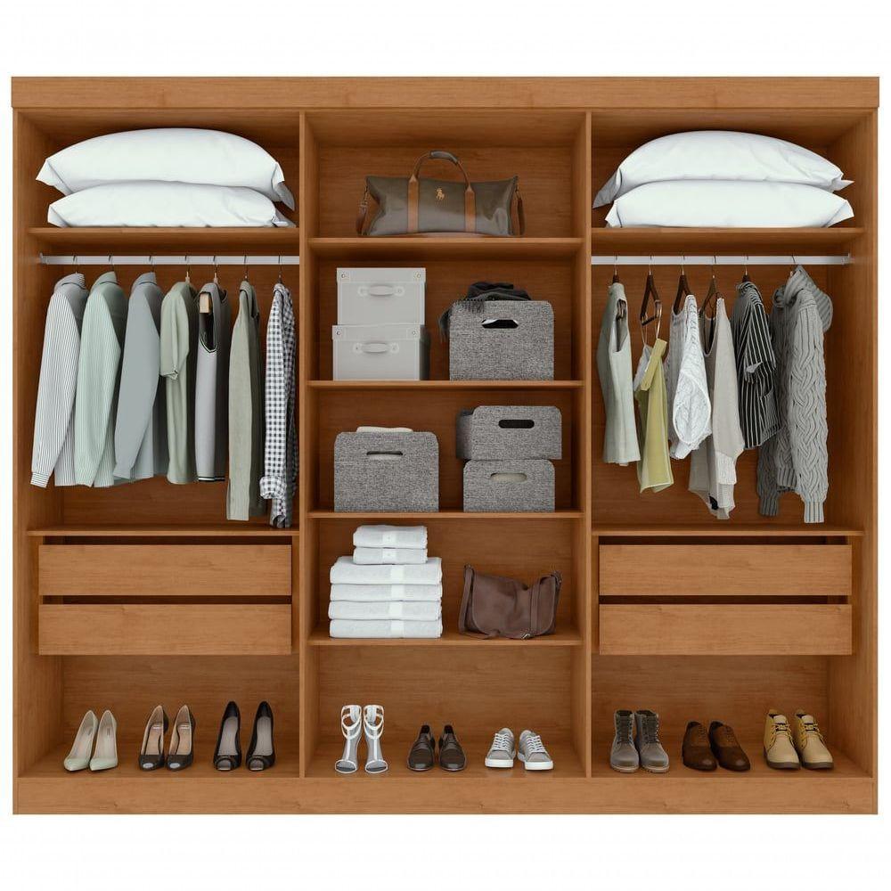 Guarda-roupas Casal Bertha 6 Portas 4 Gavetas Sem Espelho Com Pés - Lopas Amendoa Clean/off White. - 6