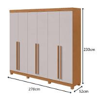 Guarda-roupas Casal Bertha 6 Portas 4 Gavetas Sem Espelho Com Pés - Lopas Amendoa Clean/off White. - 2